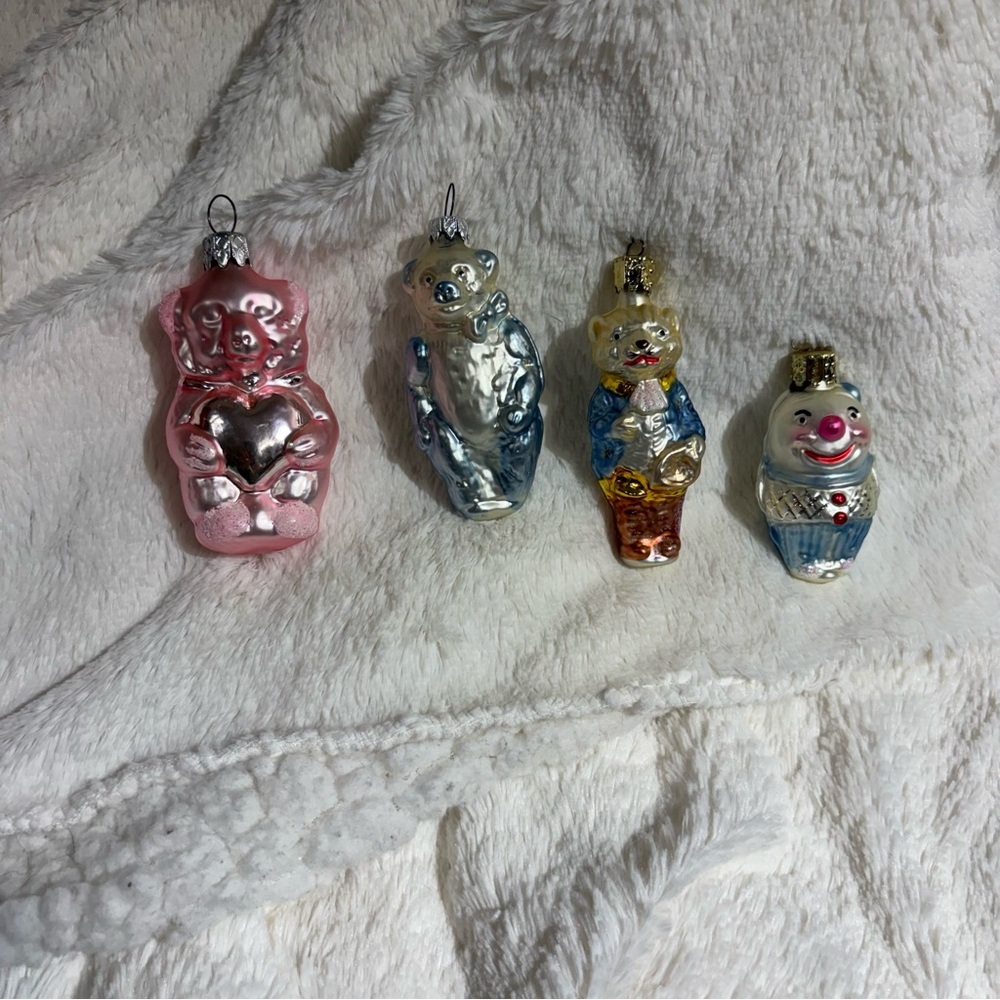 Vintage Germany Glass Christmas Ornament lot hand blown hand painted